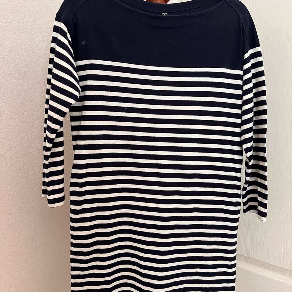 Uniqlo Striped Navy Dress with Pockets